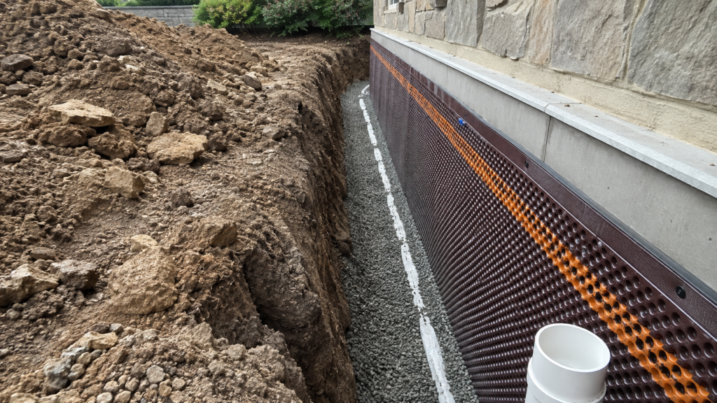 Drain tile repair and replacement along a home foundation in Vancouver
